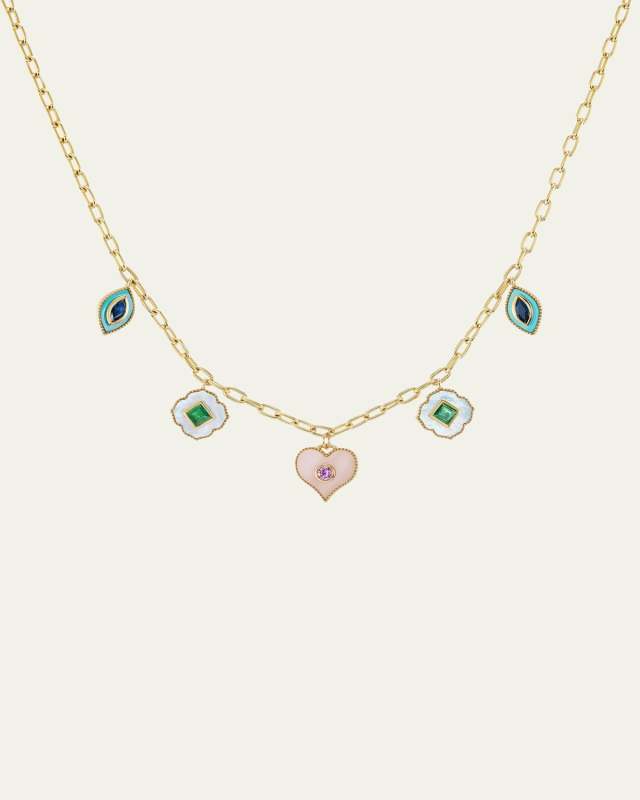 Symbols Inlay Necklace in 18K Yellow Gold